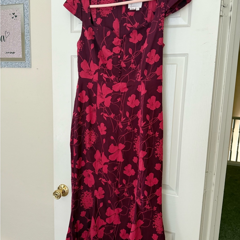 Anthropologie Red and Purple Floral Maxi Dress - Picture 2 of 6
